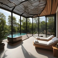 lounge chairs and umbrella on the beach