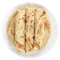 pancakes on a white plate with frozen paratha