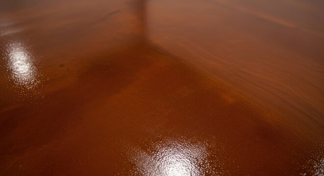 Brown surface detail of a glossy varnished tabletop or wooden floor