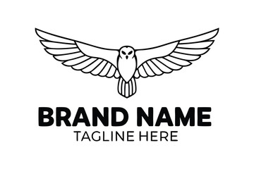 Creative Owl Spreading Wings Art on White Background for Brand Logo