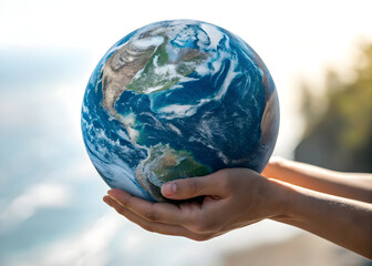 Person holding the earth globe in their hands symbolizing environmental awareness