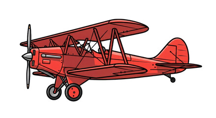 Vintage red biplane illustration
