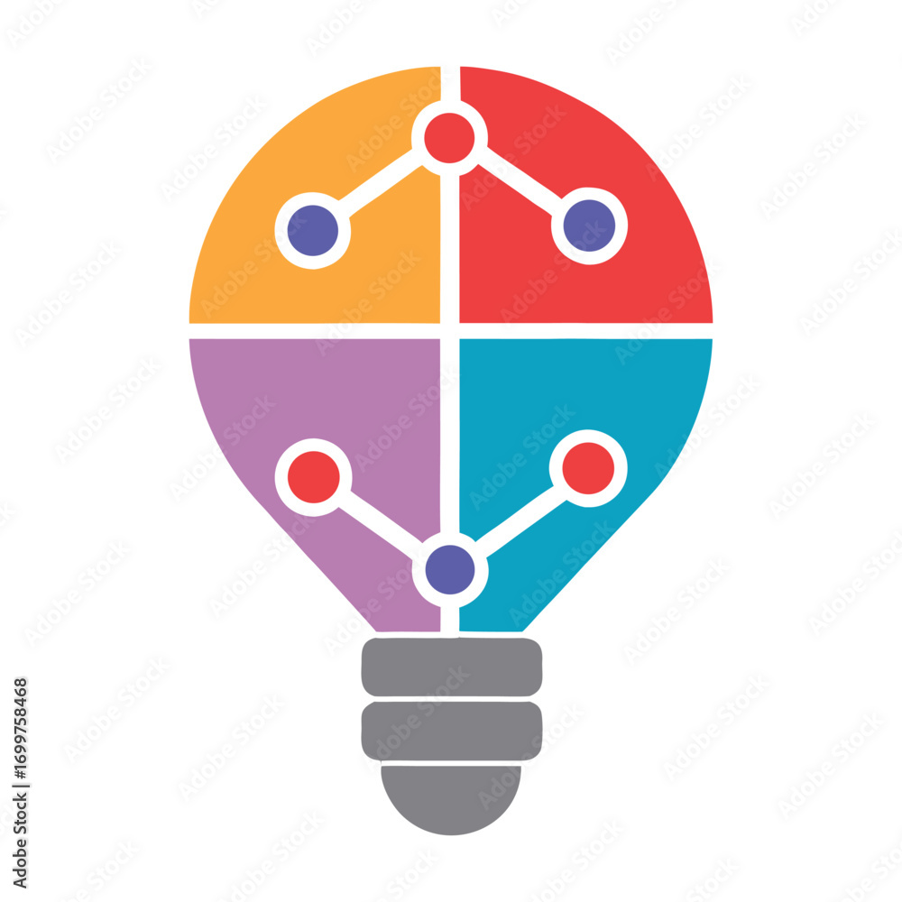 Poster colorful light bulb graphic with network nodes and connections lightbulb idea