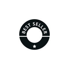 Black circular best seller badge with star.