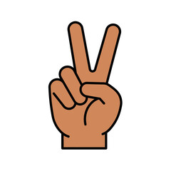 Isolated Hand Gesture BrownSkinned Hand Displaying the Iconic Peace Sign.