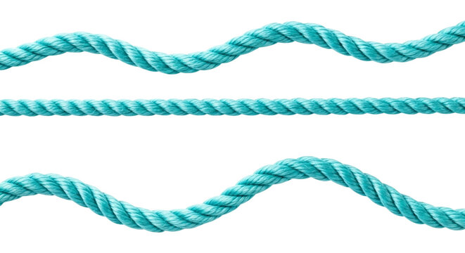 Three Sections of Blue Rope - Wavy and Straight | Nautical Element for Border, Decoration, and Design