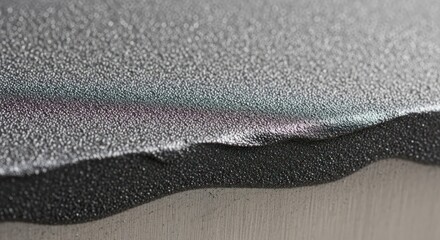 Silver and dark material with a rough, textured surface close up