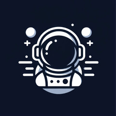 Minimalist astronaut head icon in flat design style.