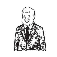 Old man with formal suit black and white vector illustration for classic portrait artwork design