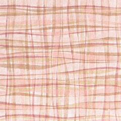 手描きのゆがみが面白い秋色のかわいいチェック柄の背景イラスト