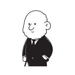 Old man with formal suit black and white vector illustration for classic portrait artwork design