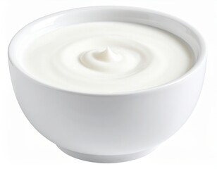 Creamy yogurt in a white bowl, exhibiting smooth textures and a simple, elegant design.