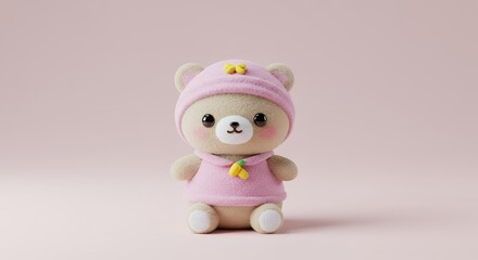 Obraz premium Cute Kawaii Animal Character with Pastel Background