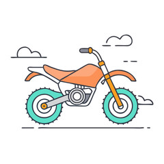 Fototapeta premium Stylized illustration of an off road motorcycle with simple cloud shapes