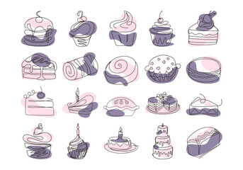 Minimalist Cake Continuous Line Drawing