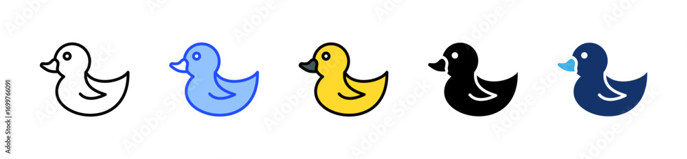 Poster rubber duck icon collection with multiple styles
