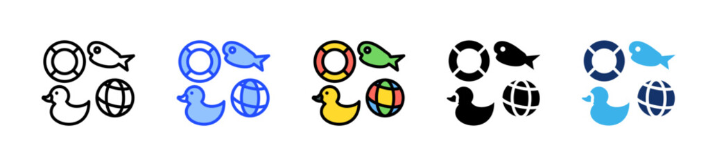 Bath Toys Icon Collection With Multiple Styles