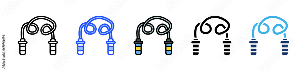 Poster jump rope icon collection with multiple styles