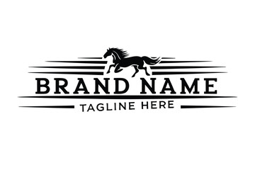 Isolated Horse Logo Design with Bold Text and White Background Art