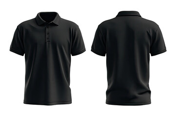Front and back view of a dark gray polo shirt
