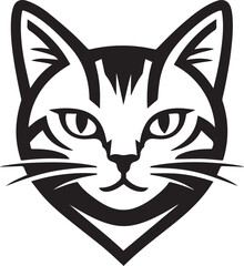Geometric Cat Face Logo Design, Abstract Feline Head Illustration in Black and White
