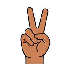 Upward Gesture of Peace and Victory Hand with Two Fingers Raised.