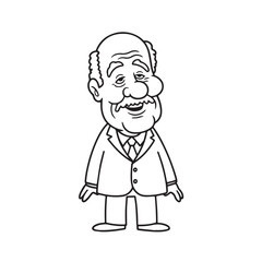 Old man with formal suit black and white vector illustration for classic portrait artwork design