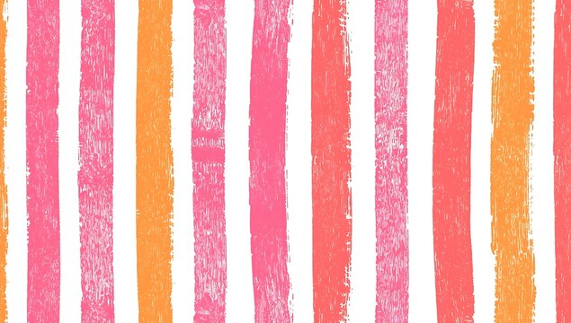 Vibrant vertical stripes with textured brush strokes in pink and orange