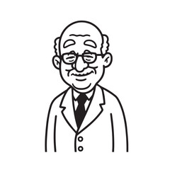 Old man with formal suit black and white vector illustration for classic portrait artwork design