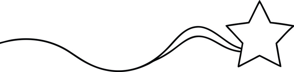 Black outline star with flowing wavy lines white wave
