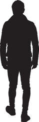 vector,silhouette of a back view of a cool man walking
