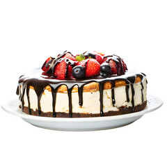 chocolate cake slice isolated on white background, cake slice on transparent background