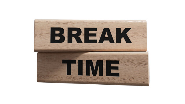 Break Time symbol. Concept word Break Time on wooden blocks. Business and Break Time concept. Copy space.Supports PNG files with transparent backgrounds.