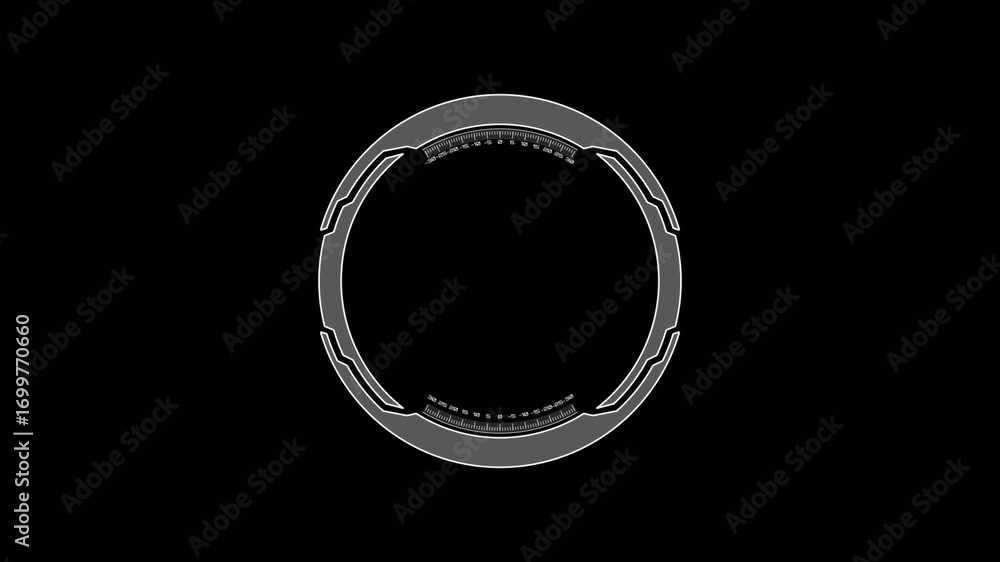 Poster futuristic hud element: circular target lock interface on black background