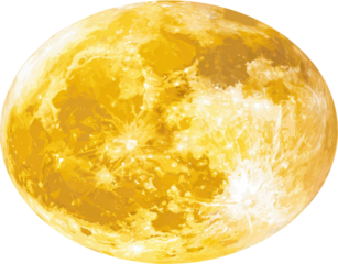A golden, vibrant full moon.  The surface shows textured variations of light and dark yellows, with brighter highlights