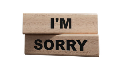 3D illustration of "I'M SORRY" in English, using a heartfelt font. It symbolizes sincere remorse and apology.White Cut Out Paper.Supports PNG files with transparent backgrounds.