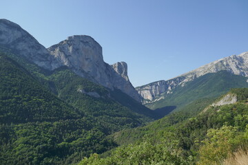 Fototapeta premium French Alp mountains with luscious green