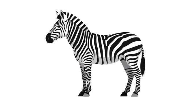 Striking Zebra Illustration Showcasing Bold Black and White Stripes Against a Clean White Backdrop Depicting Beauty and Uniqueness