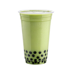 Enjoying a delicious matcha bubble tea with chewy tapioca pearls on a warm day