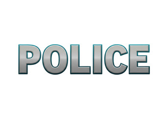 Isolated stylized police word label. Law enforcement sign letters for a public service van