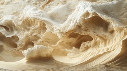Abstract beige and white swirling landscape textured waves caves rock formations
