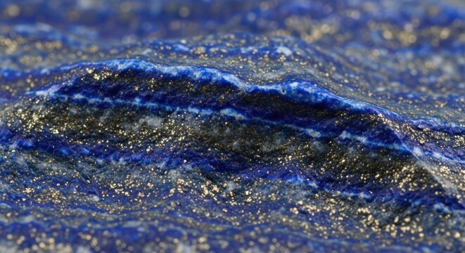 Close-up of a Lapis Lazuli Stone with veins of gold pyrites