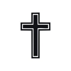 Simple, black and white illustration of a Christian cross symbol, isolated on white background.