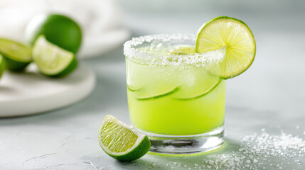 Fototapeta premium Refreshing margarita cocktail, perfect for summer enjoyment and celebration.