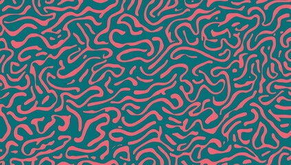 Abstract organic pattern with flowing pink and teal lines