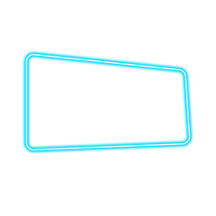 Glowing blue neon frame with rounded corners isolated on a clean white digital background