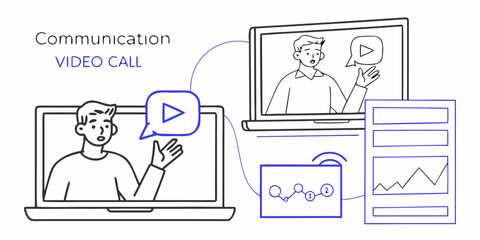 Digital communication and collaboration through video calls and online meetings with data visualization