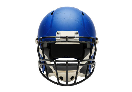 Isolated Blue American Football Helmet with Black Face Mask for Protection in Sports Games - Powered by Adobe