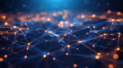 Network Visualization: Glowing Connections in Digital Space, Modern Tech Art，Background for Tech Presentation