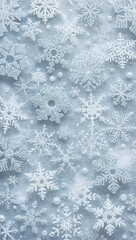 Frosted snowflake pattern on icy blue background